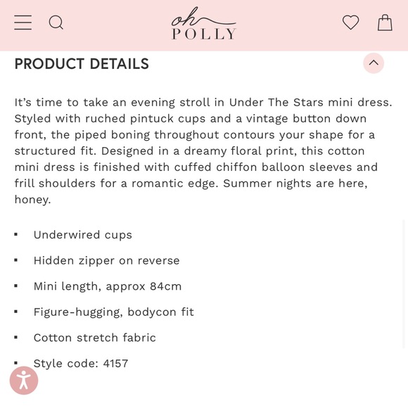 🙈 SOLD 🙈 NWOT Oh Polly floral long sleeve mini dress in pastel blue - Picture 13 of 13